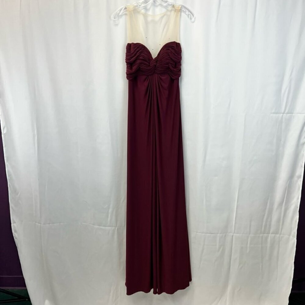 Alyce Long Gown Dress Women's 2 Merlot Illusion Neckline Lined Maxi Sleeveless